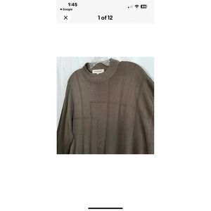 mens pullover shirt Pronto Uomo Crew Neck Medium Cotton Rayon Brown Long‎ Sleeve
